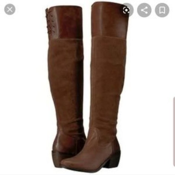 Lucky Brand Shoes - LUCKY BRAND Womens sz 8.5 KOMAH BROWN LEATHER OVER KNEE Tall BOOTS Rear Lace